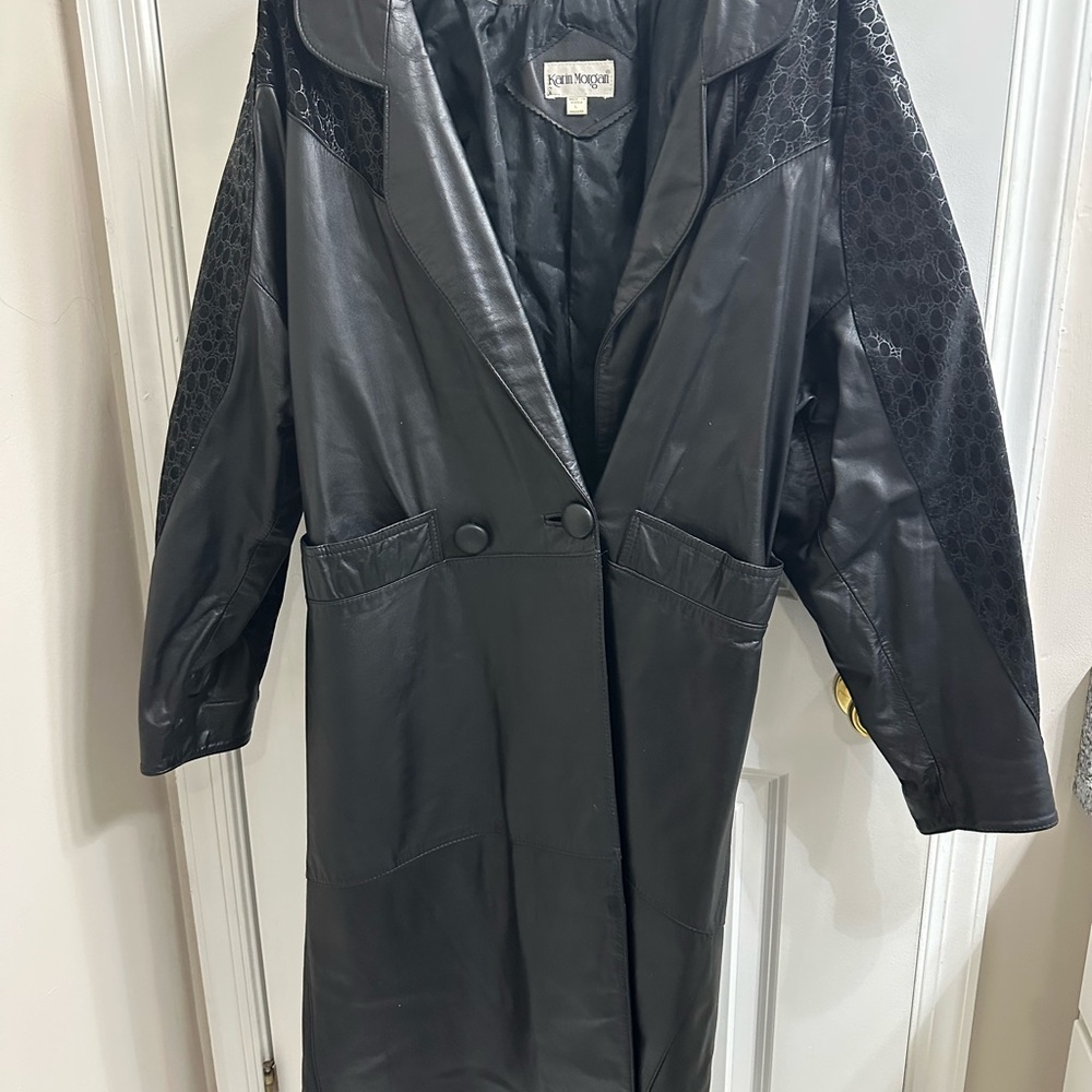 Vintage 1980s Black Leather Women's Coat